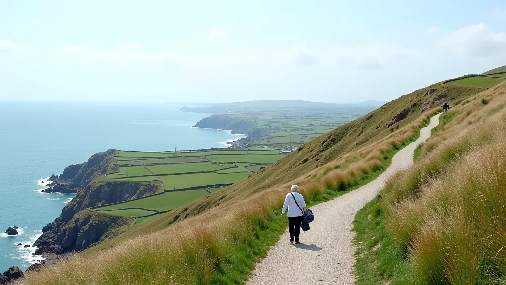 Scenic view of Howth cliff path with coastal landscape