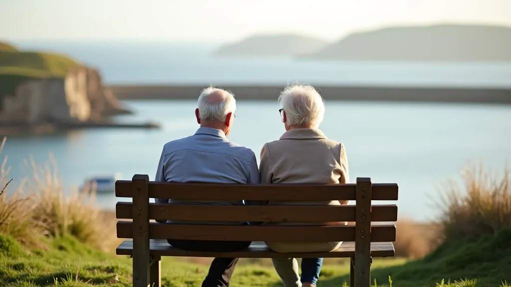 Walkers enjoying rest at a scenic harbour overlook